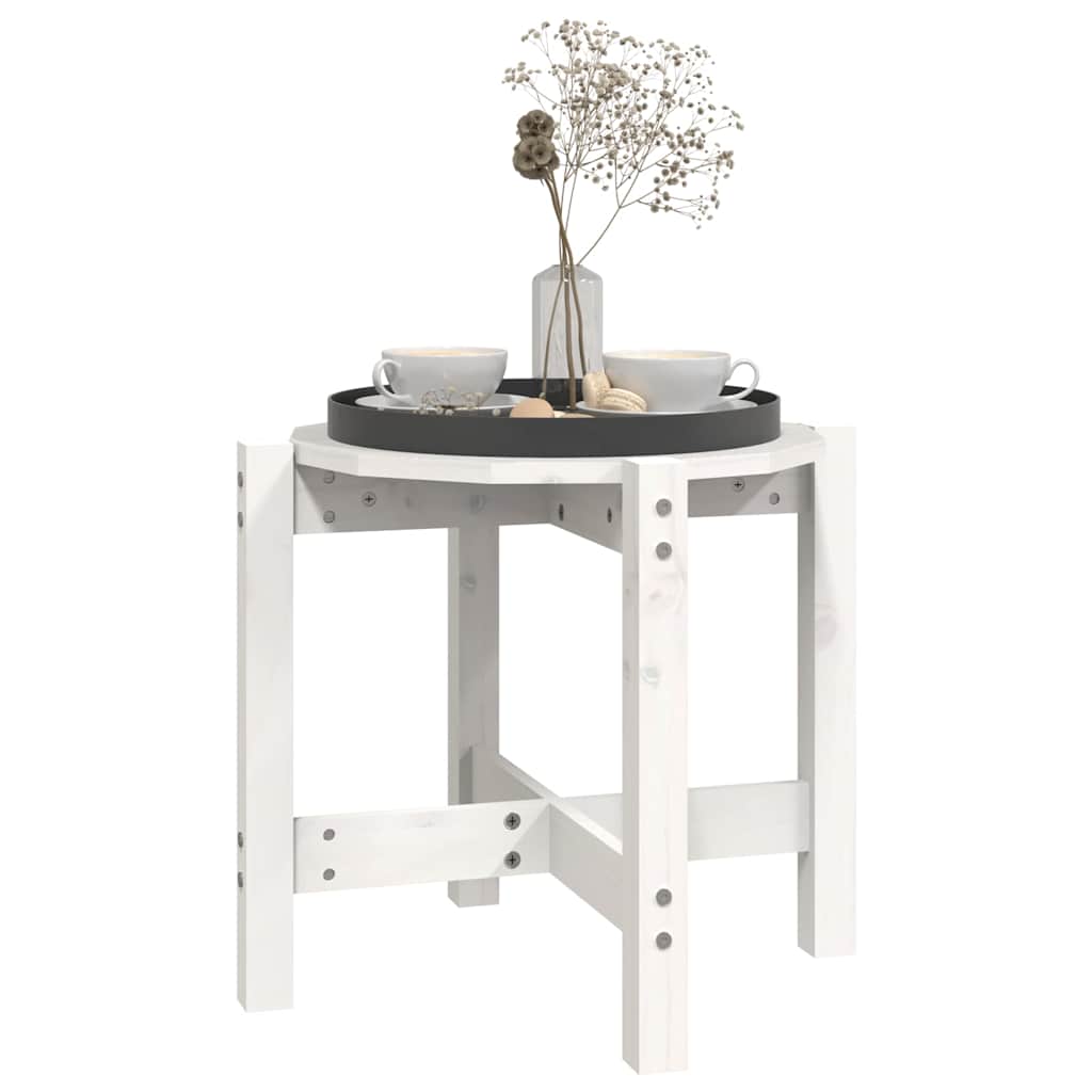vidaXL Coffee Table White Ø 52,5x45 cm Solid Wood Pine