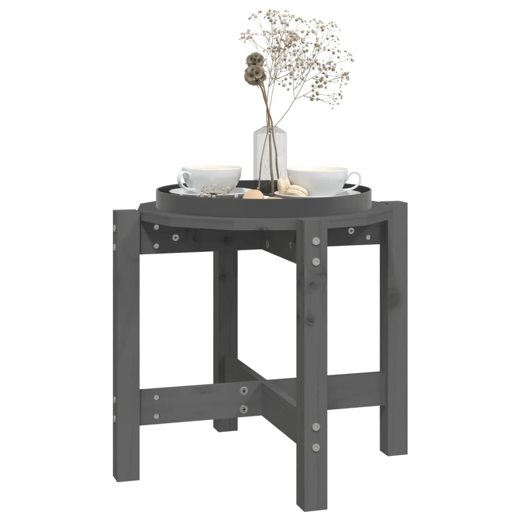 vidaXL Coffee Table Grey Ø 52.5x45 cm Solid Wood Pine