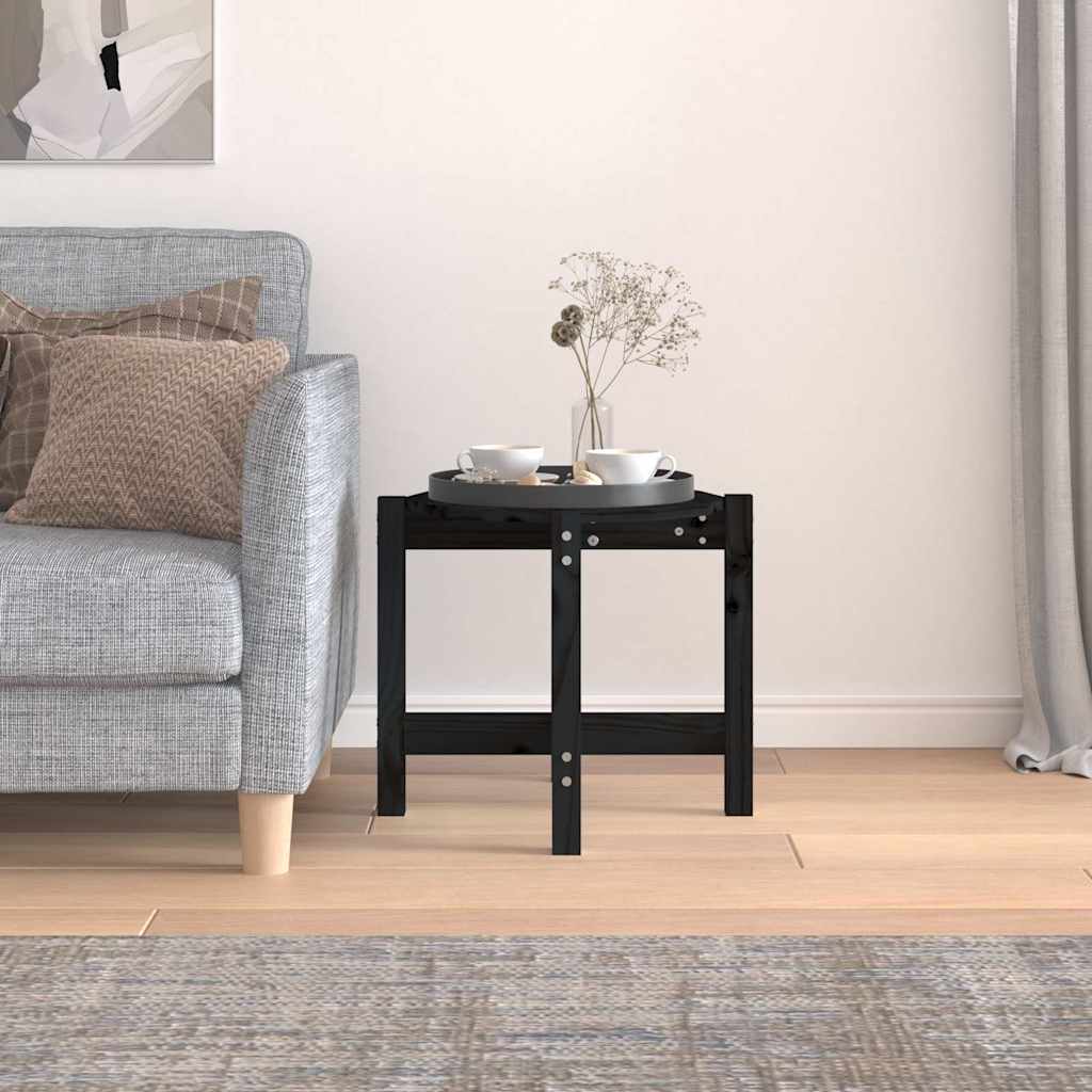 vidaXL Coffee Table Black Ø 52,5x45 cm Solid Wood Pine