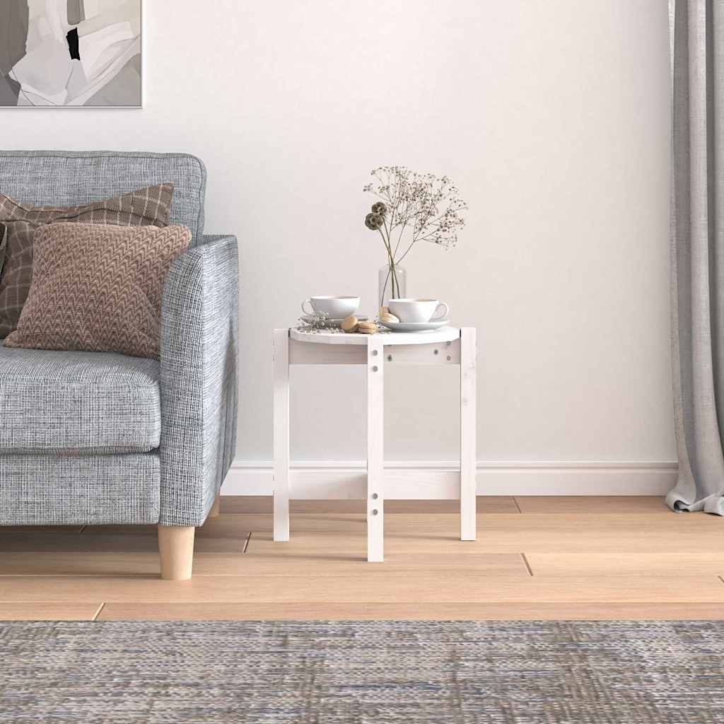 vidaXL Coffee Table White Ø 42,5x45 cm Solid Wood Pine
