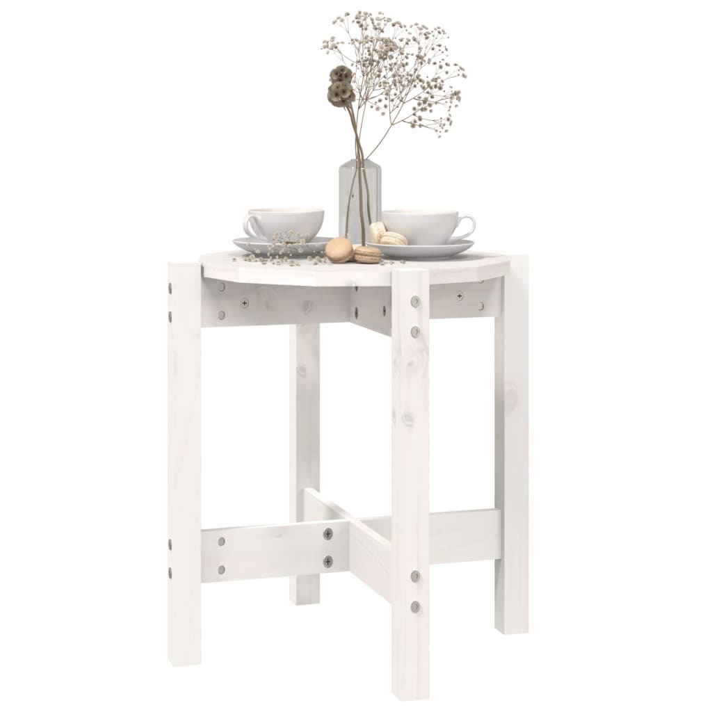 vidaXL Coffee Table White Ø 42.5x45 cm Solid Wood Pine