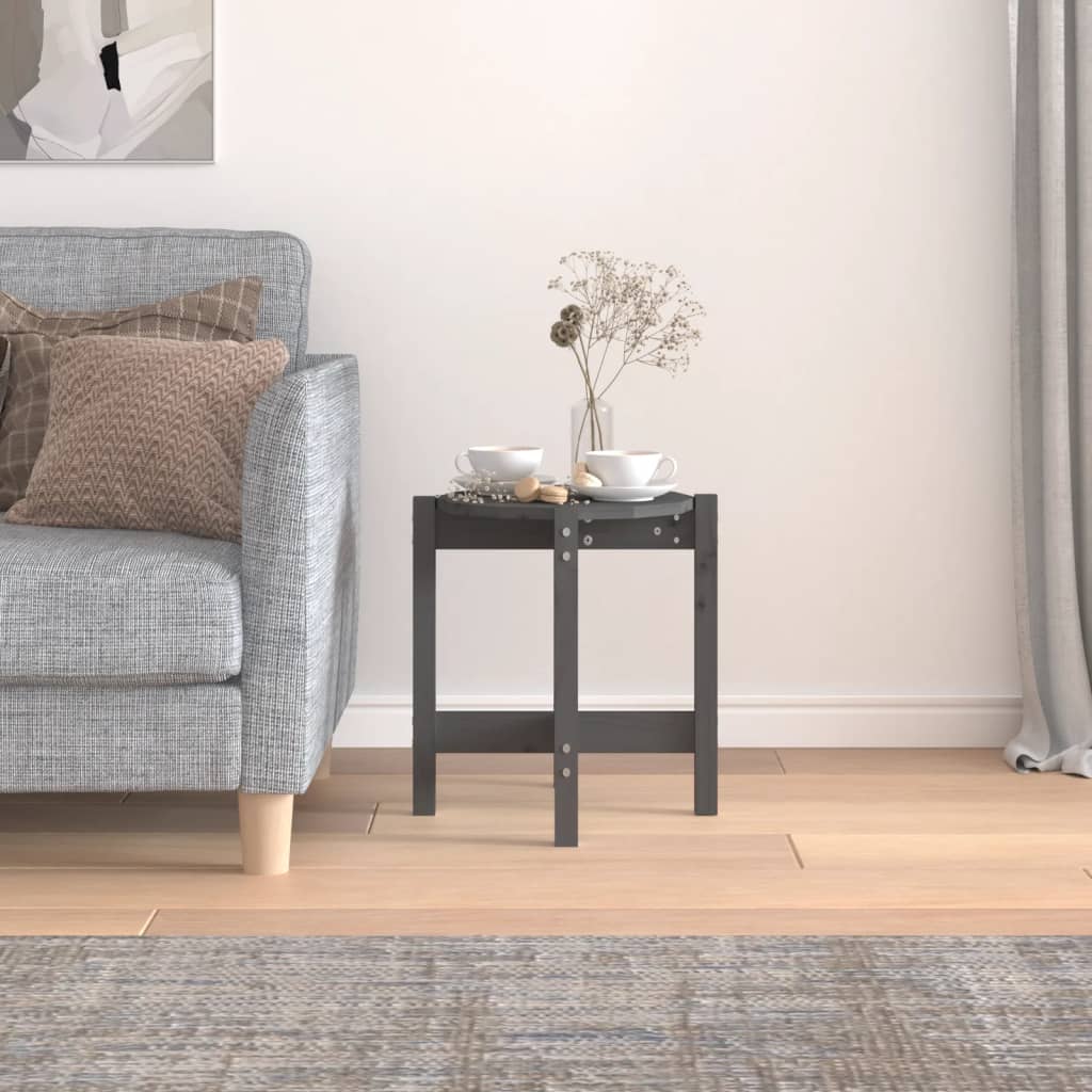 vidaXL Coffee Table Grey Ø 42.5x45 cm Solid Wood Pine