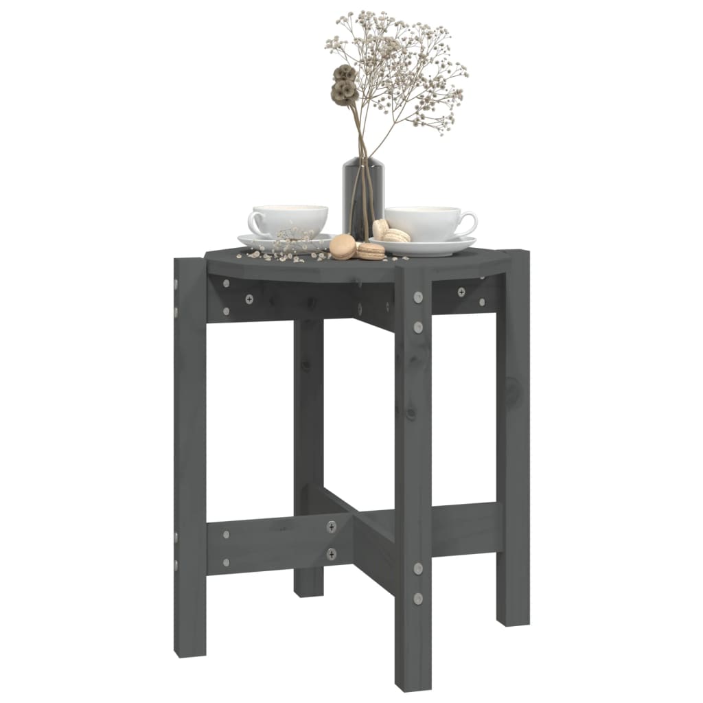 vidaXL Coffee Table Grey Ø 42.5x45 cm Solid Wood Pine