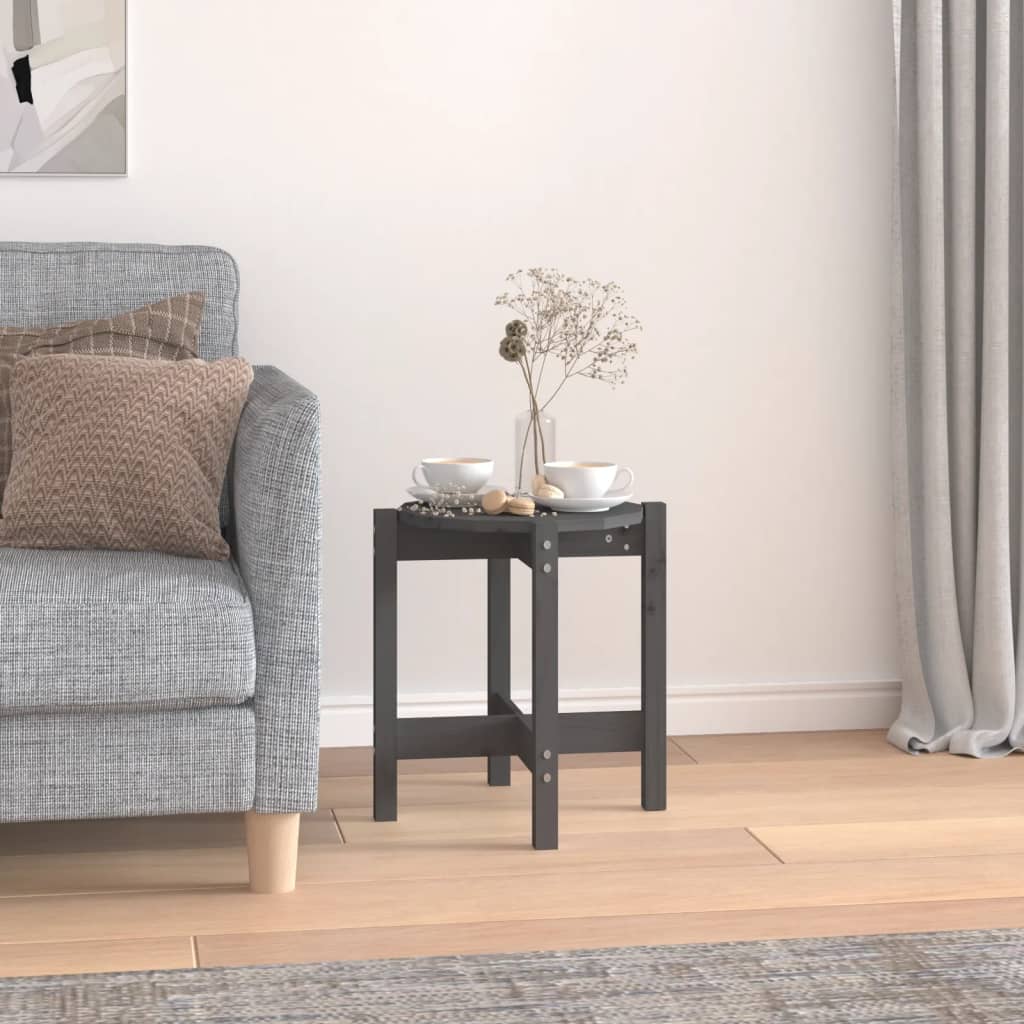 vidaXL Coffee Table Grey Ø 42.5x45 cm Solid Wood Pine
