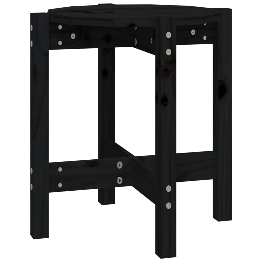 vidaXL Coffee Table Black Ø 42.5x45 cm Solid Wood Pine