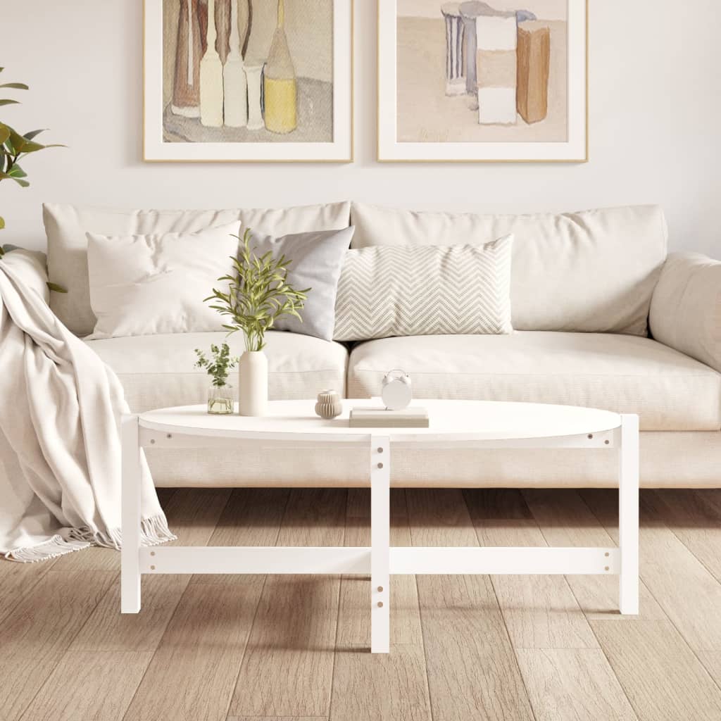 vidaXL Coffee Table White 118x63x45 cm Solid Wood Pine