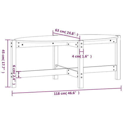 vidaXL Coffee Table Grey 118x63x45 cm Solid Wood Pine