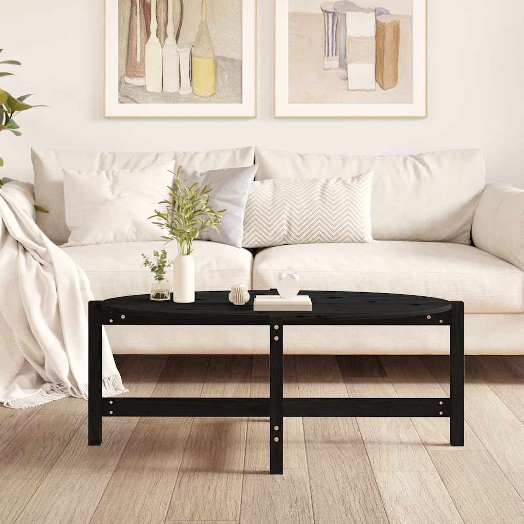 vidaXL Coffee Table Black 118x63x45 cm Solid Wood Pine