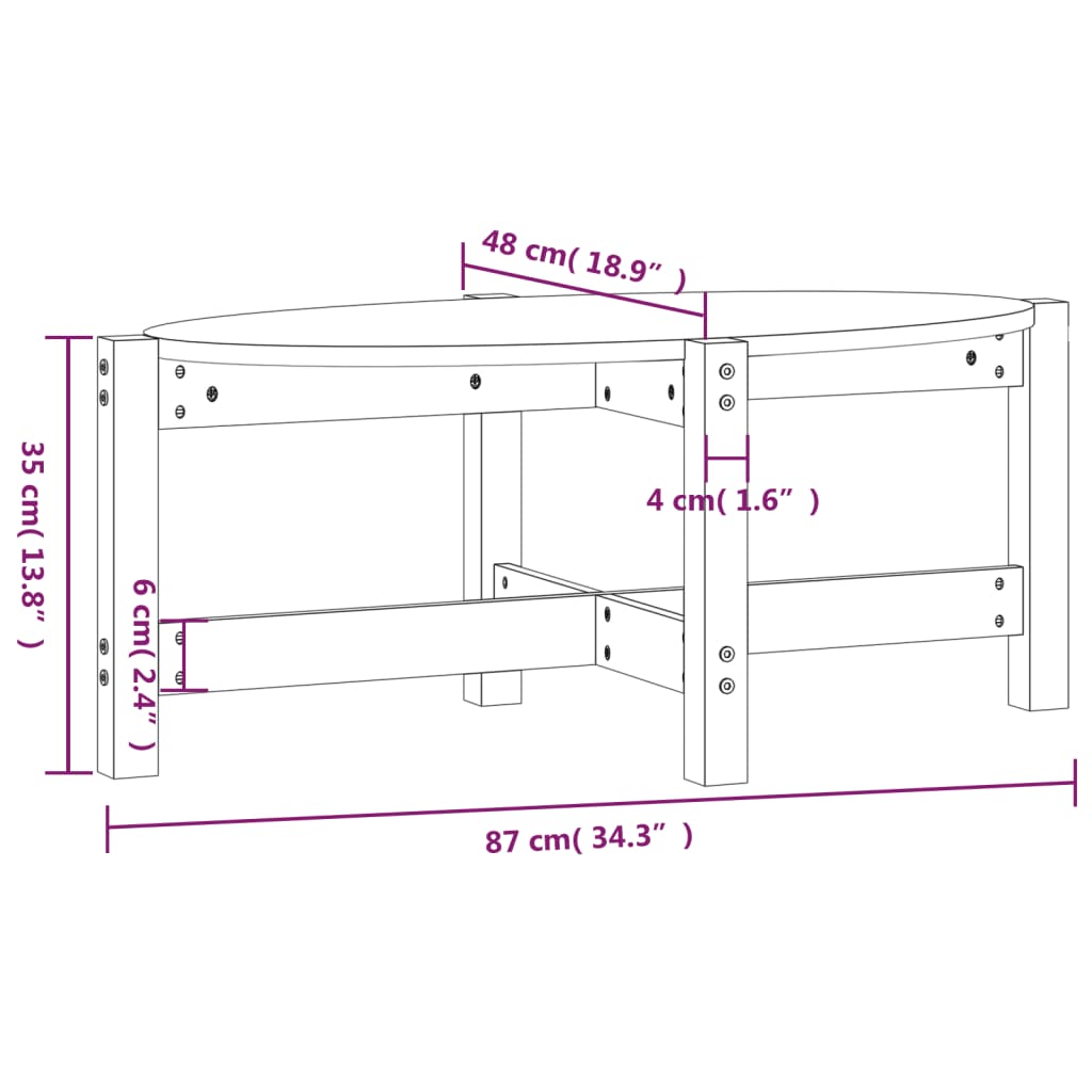 vidaXL Coffee Table 87x48x35 cm Solid Wood Pine