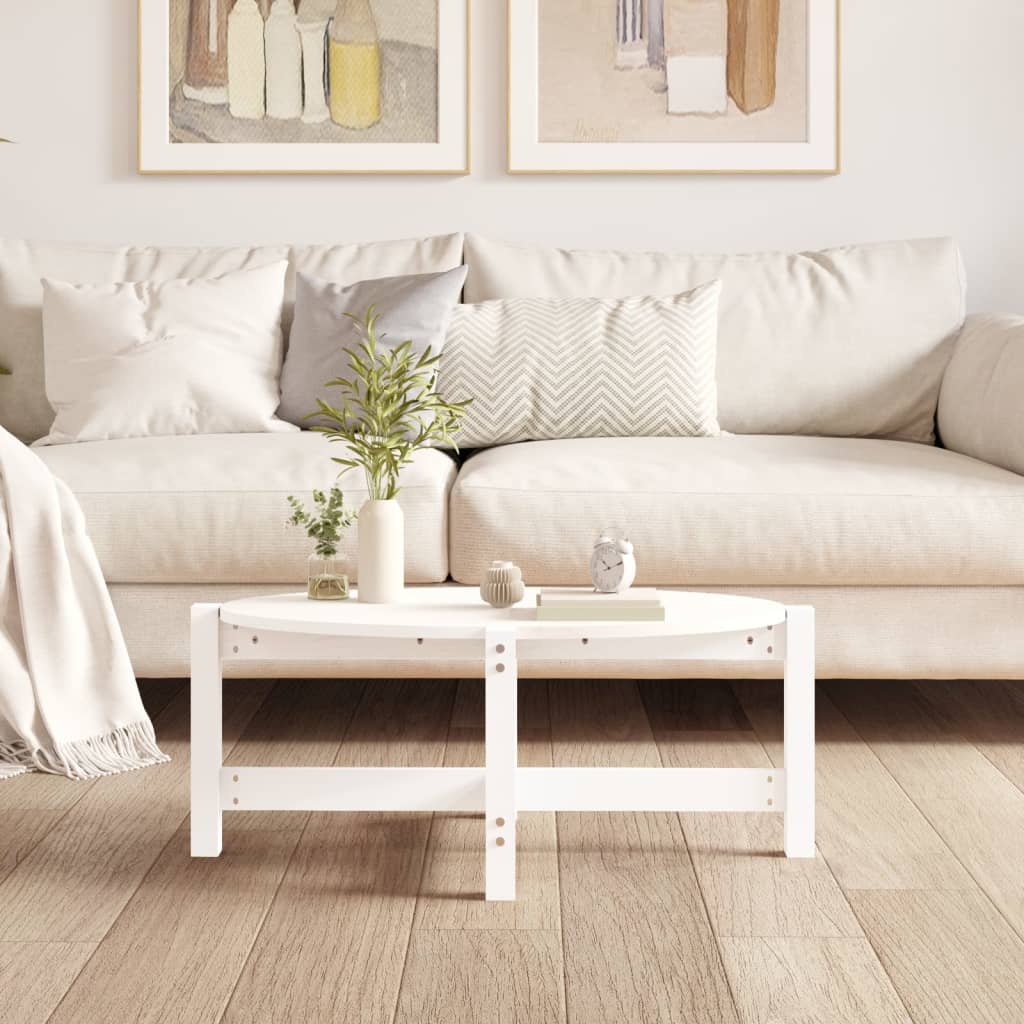 vidaXL Coffee Table White 87x48x35 cm Solid Wood Pine