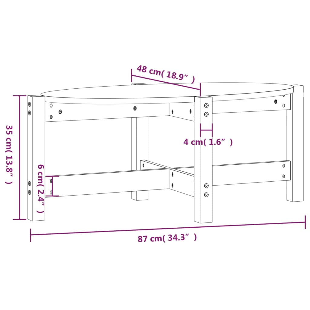 vidaXL Coffee Table Black 87x48x35 cm Solid Wood Pine