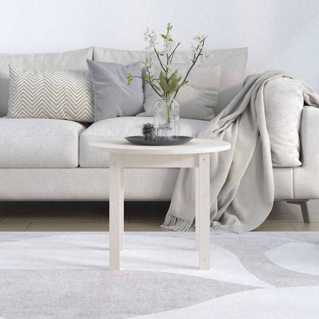 vidaXL Coffee Table White Ø 55x45 cm Solid Wood Pine