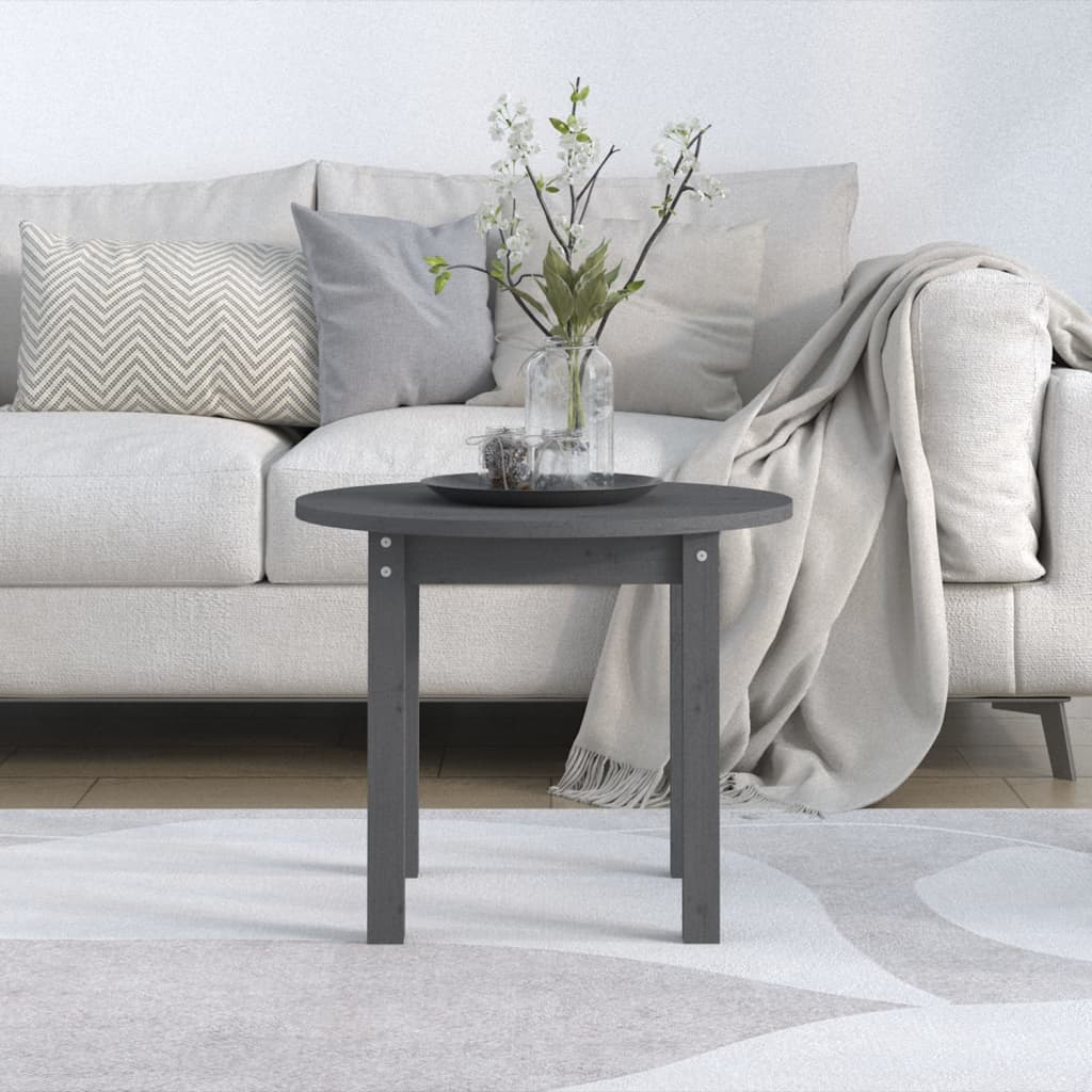 vidaXL Coffee Table Grey Ø 55x45 cm Solid Wood Pine
