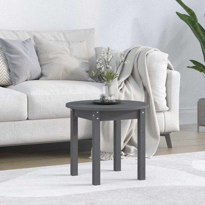 vidaXL Coffee Table Grey Ø 45x40 cm Solid Wood Pine