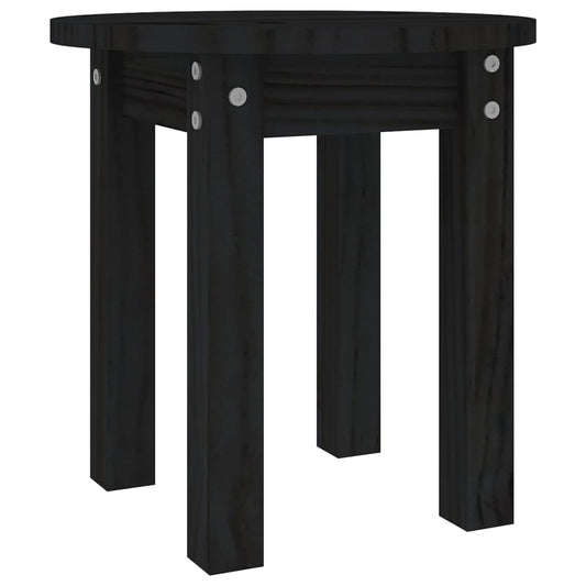 vidaXL Coffee Table Black Ø 35x35 cm Solid Wood Pine