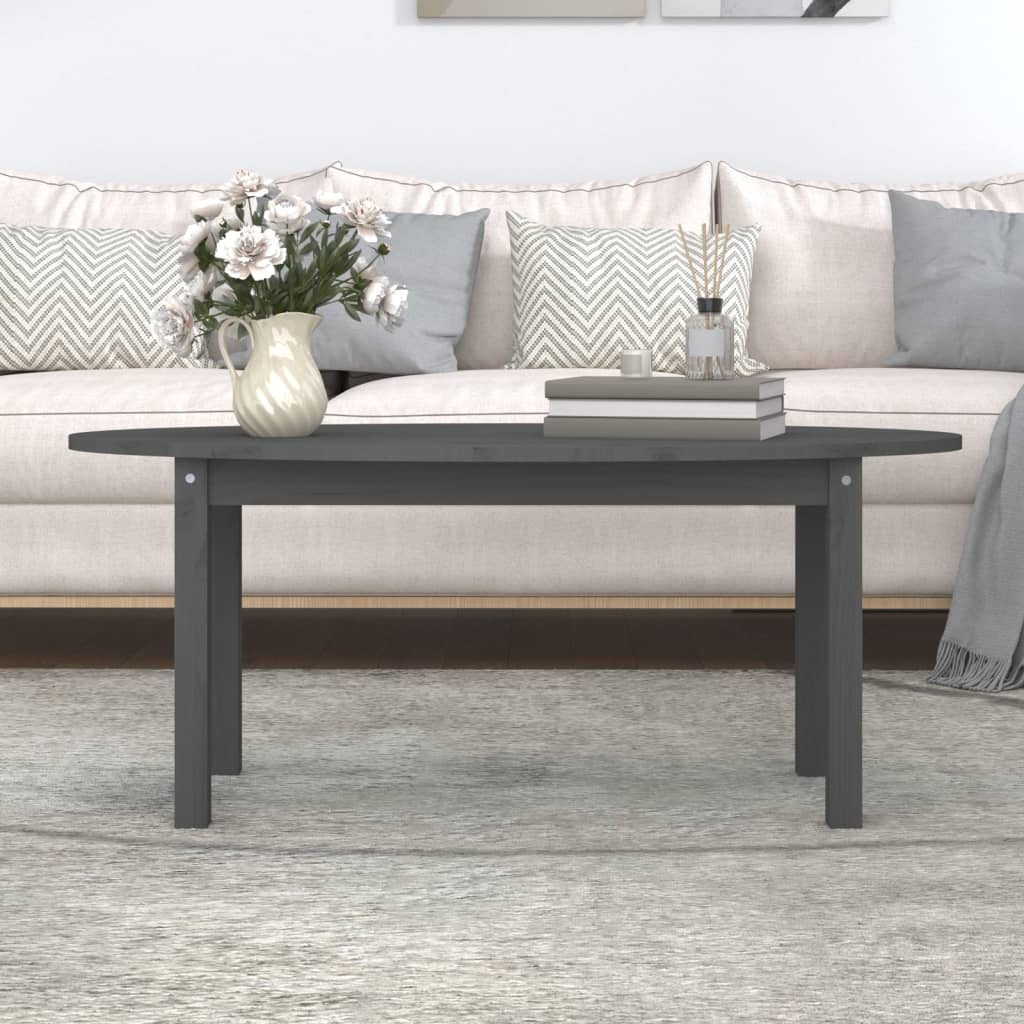 vidaXL Coffee Table Grey 110x55x45 cm Solid Wood Pine