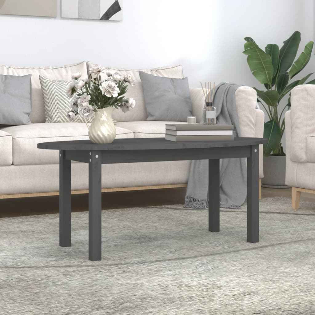 vidaXL Coffee Table Grey 110x55x45 cm Solid Wood Pine