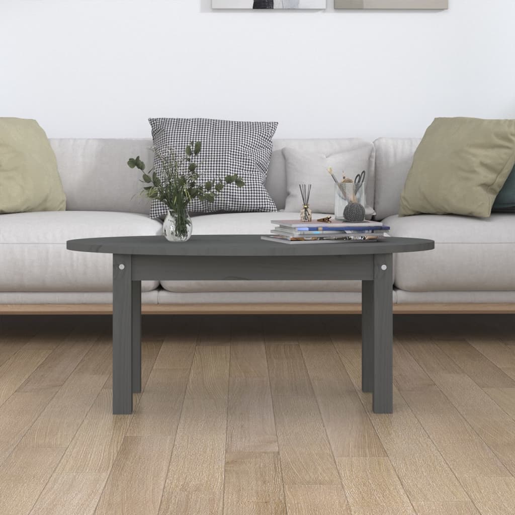 vidaXL Coffee Table Grey 80x40x35 cm Solid Wood Pine