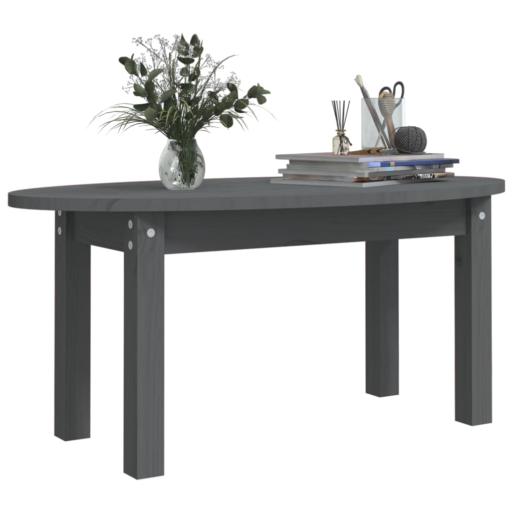 vidaXL Coffee Table Grey 80x40x35 cm Solid Wood Pine