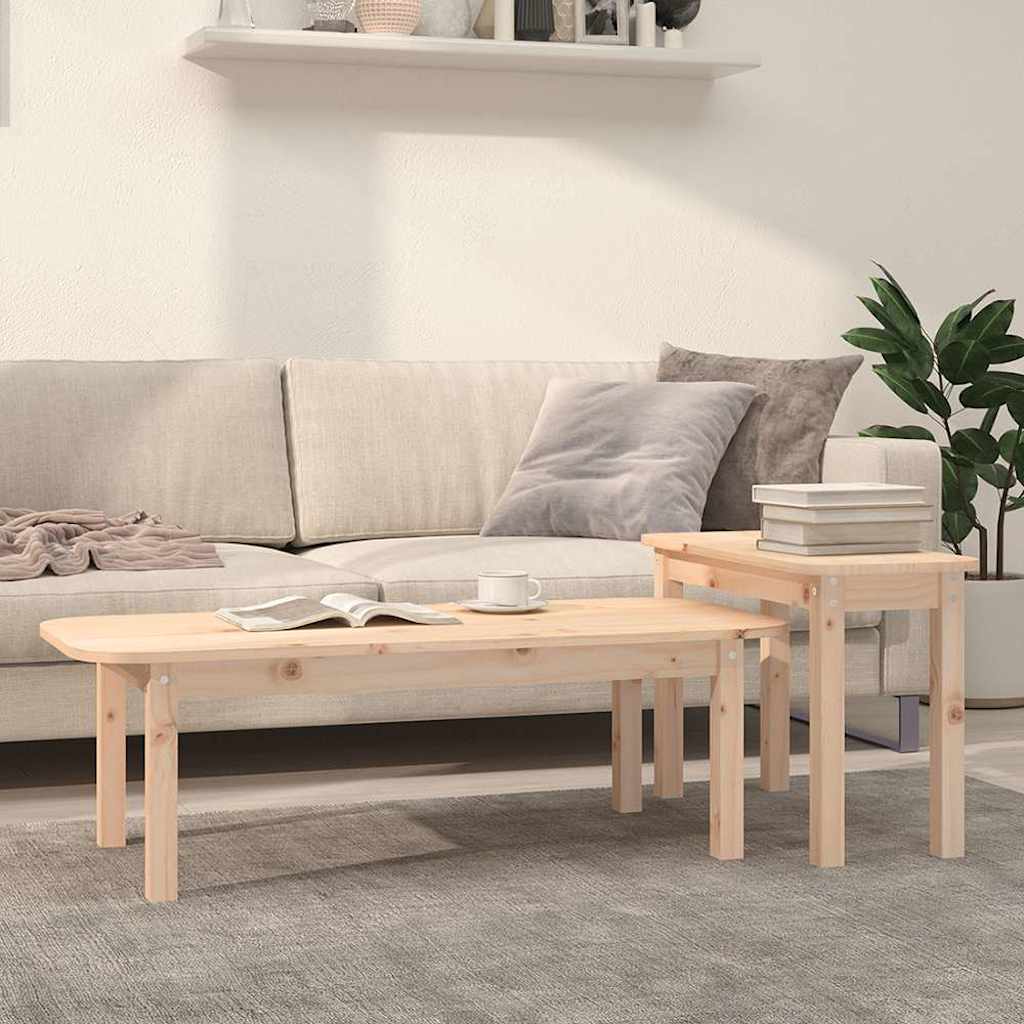 vidaXL 2 Piece Coffee Table Set Solid Wood Pine
