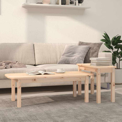 vidaXL 2 Piece Coffee Table Set Solid Wood Pine