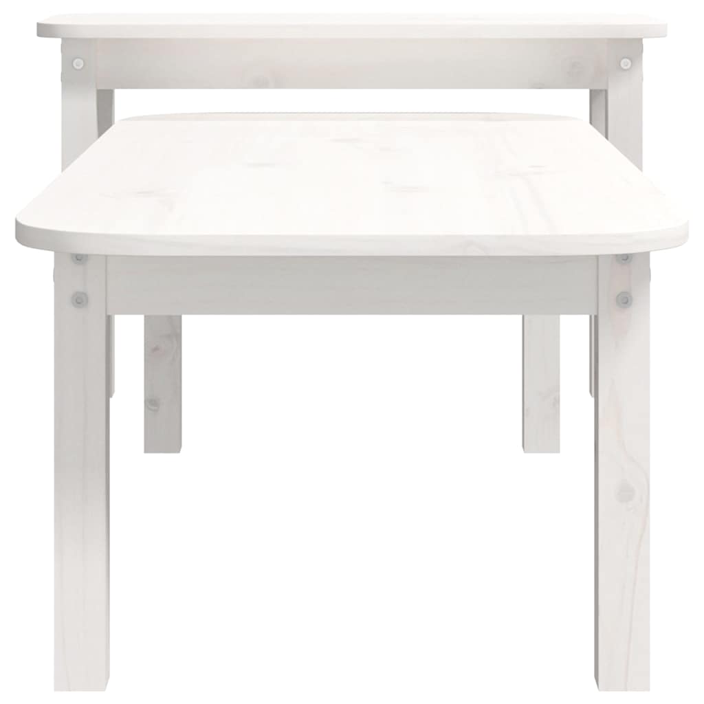 vidaXL 2 Piece Coffee Table Set White Solid Wood Pine