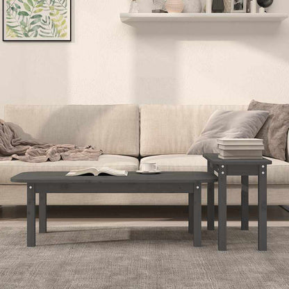 vidaXL 2 Piece Coffee Table Set Grey Solid Wood Pine