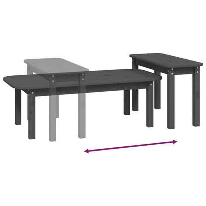 vidaXL 2 Piece Coffee Table Set Grey Solid Wood Pine