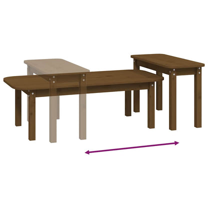 vidaXL 2 Piece Coffee Table Set Honey Brown Solid Wood Pine