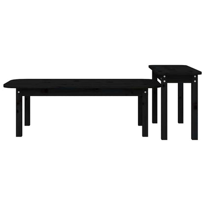 vidaXL 2 Piece Coffee Table Set Black Solid Wood Pine