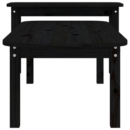 vidaXL 2 Piece Coffee Table Set Black Solid Wood Pine