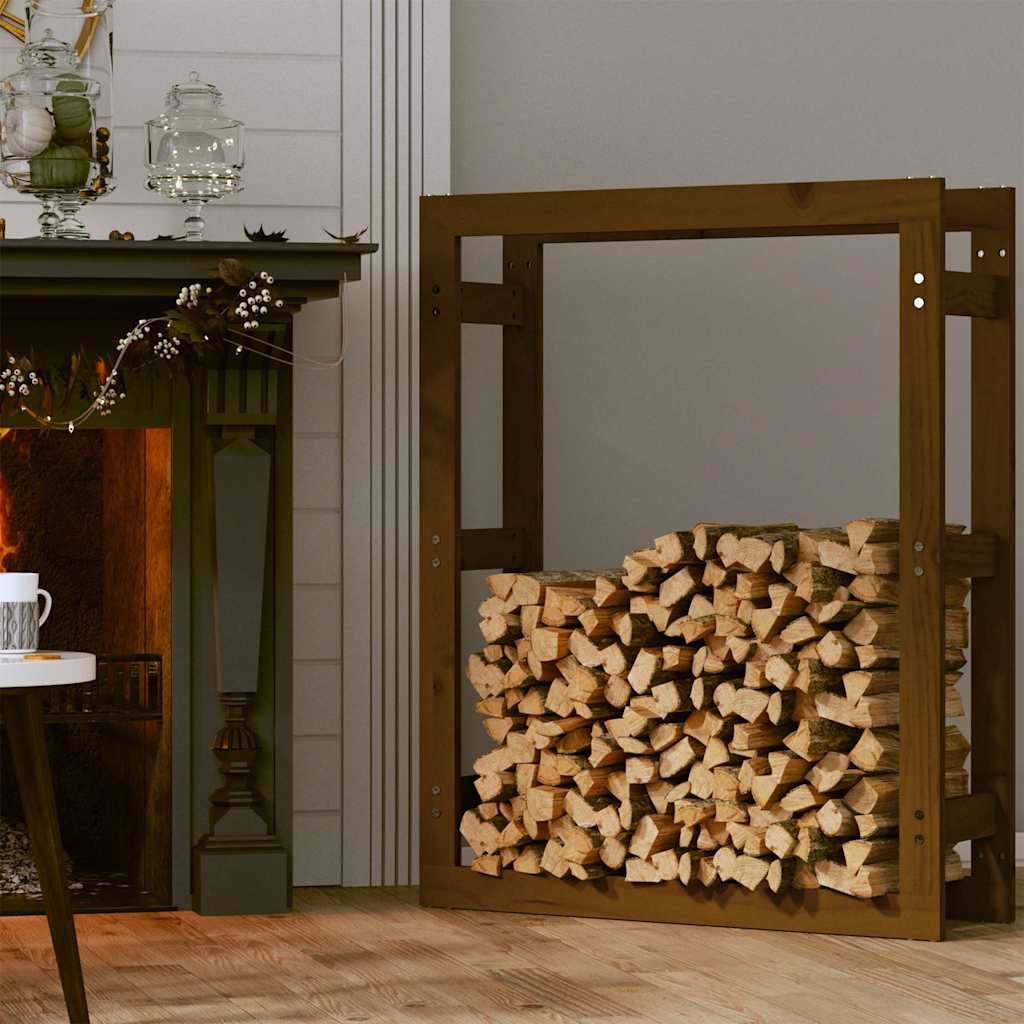 vidaXL Firewood Rack Honey Brown 80x25x100 cm Solid Wood Pine