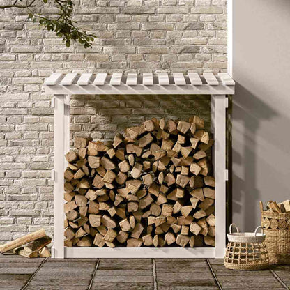 vidaXL Firewood Rack White 108x64,5x109 cm Solid Wood Pine