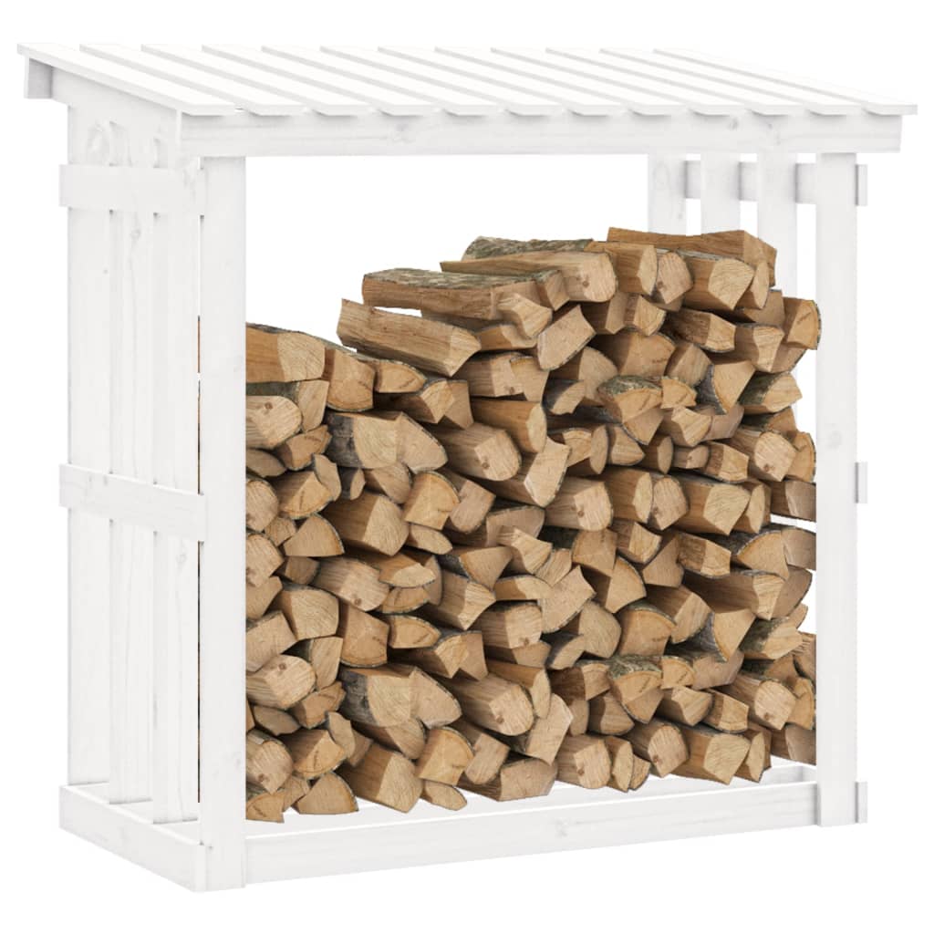 vidaXL Firewood Rack White 108x64.5x109 cm Solid Wood Pine