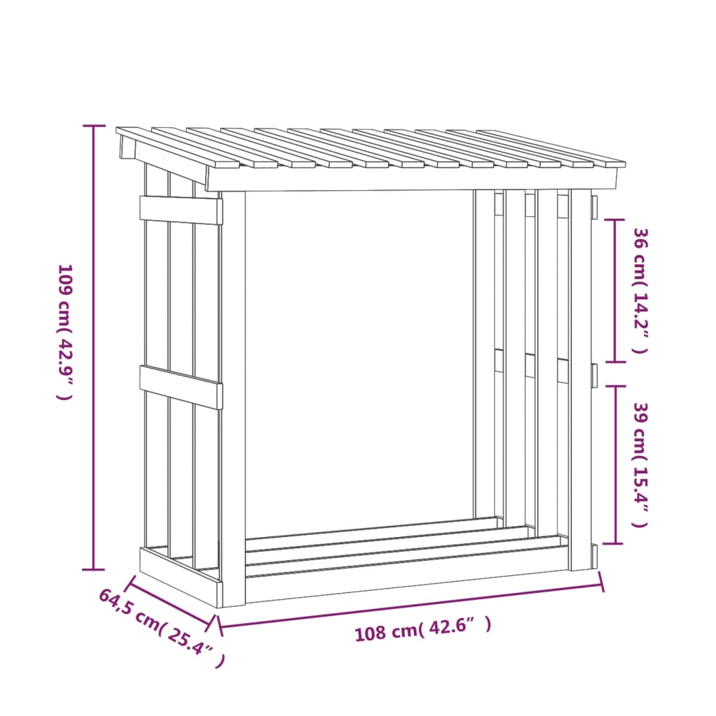 vidaXL Firewood Rack White 108x64.5x109 cm Solid Wood Pine