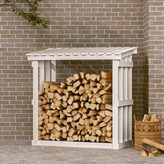 vidaXL Firewood Rack White 108x64,5x109 cm Solid Wood Pine