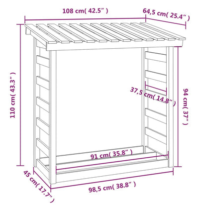 vidaXL Firewood Rack 108x64.5x110 cm Solid Wood Pine