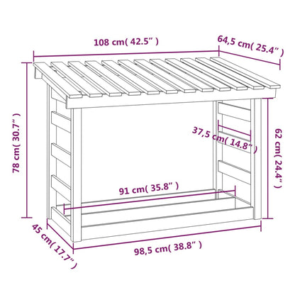 vidaXL Firewood Rack 108x64.5x78 cm Solid Wood Pine