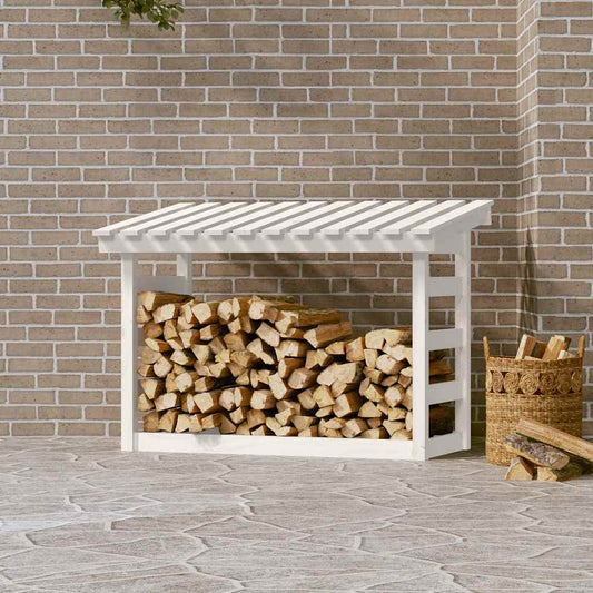 vidaXL Firewood Rack White 108x64,5x78 cm Solid Wood Pine