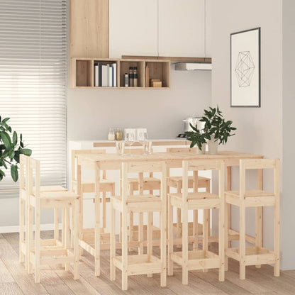 vidaXL 9 Piece Bar Set Solid Wood Pine