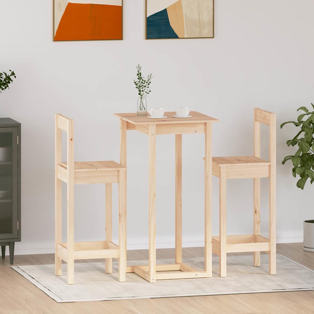 vidaXL 3 Piece Bar Set Solid Wood Pine
