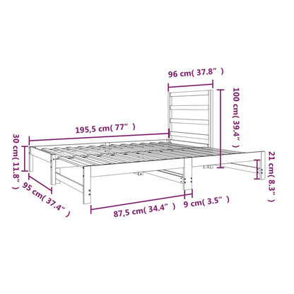 vidaXL Pull-out Day Bed without Mattress 2x(90x190) cm