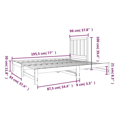 vidaXL Pull-out Day Bed without Mattress 2x(90x190) cm