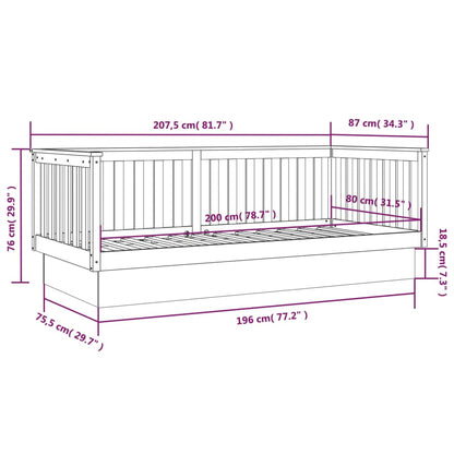 vidaXL Day Bed without Mattress Grey 80x200 cm Solid Wood Pine