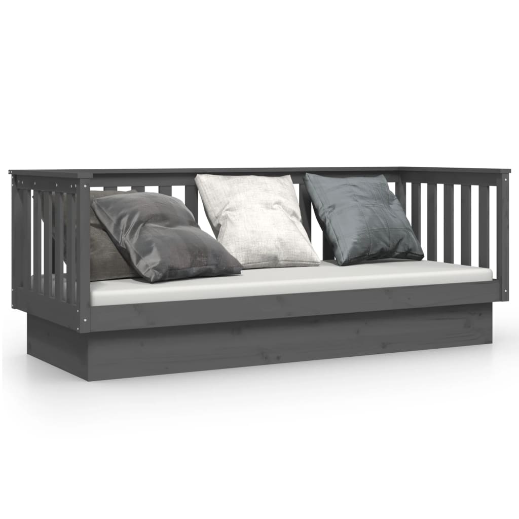 vidaXL Day Bed without Mattress Grey 75x190 cm Small Single Solid Wood Pine