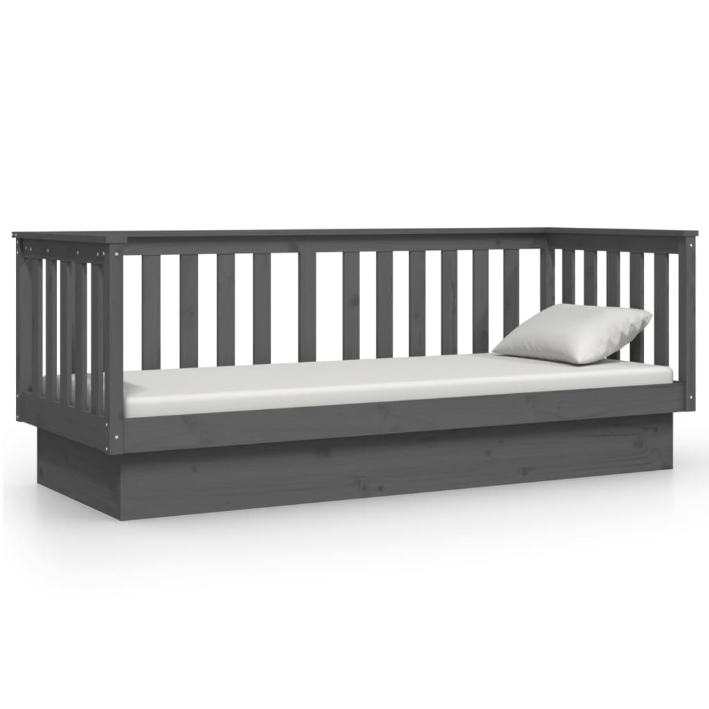 vidaXL Day Bed without Mattress Grey 75x190 cm Small Single Solid Wood Pine