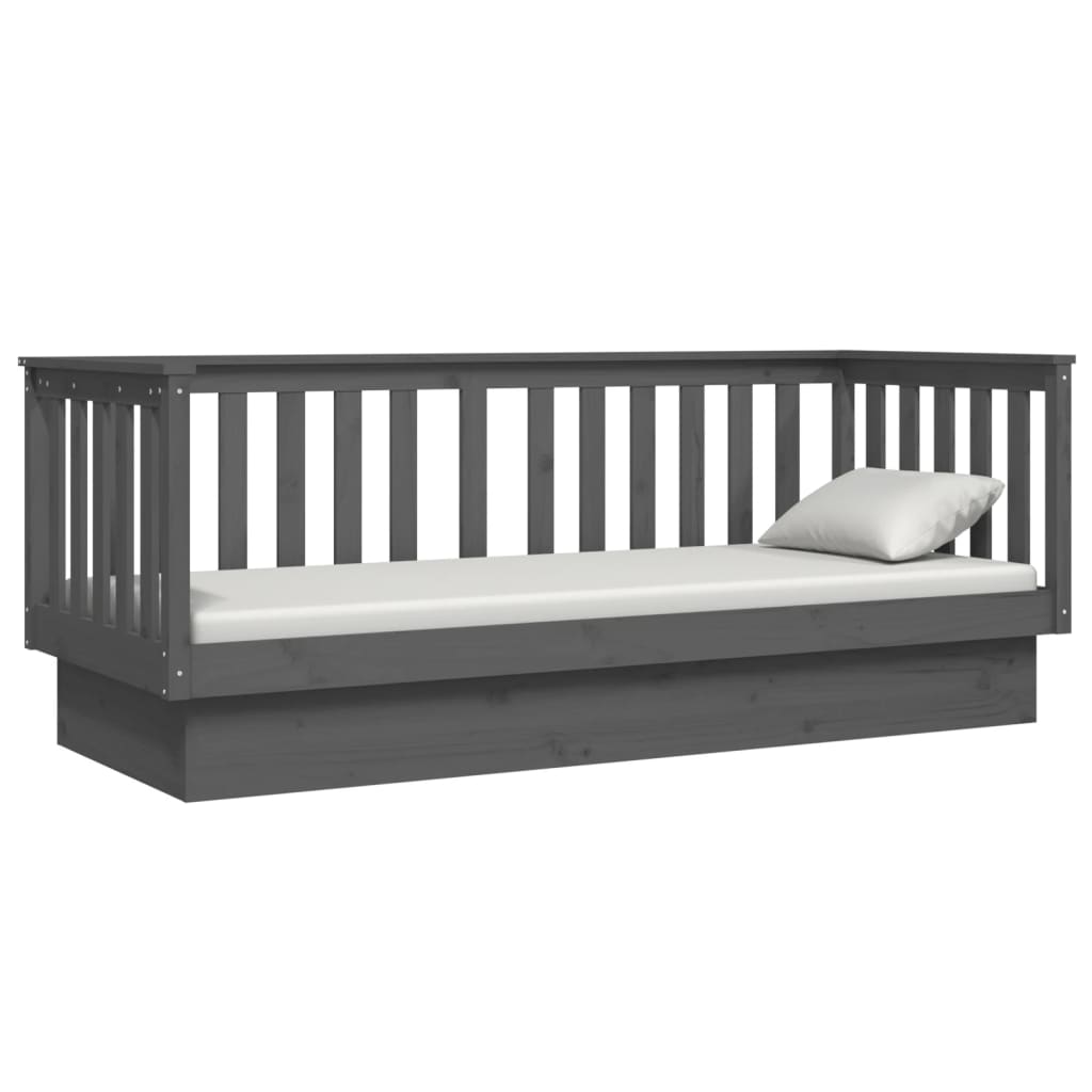 vidaXL Day Bed without Mattress Grey 75x190 cm Small Single Solid Wood Pine