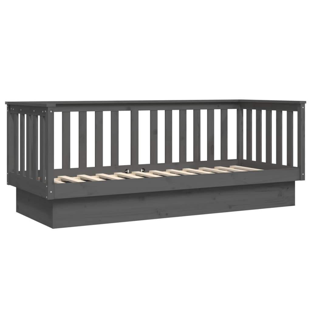 vidaXL Day Bed without Mattress Grey 75x190 cm Small Single Solid Wood Pine