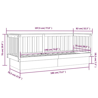 vidaXL Day Bed without Mattress Grey 75x190 cm Small Single Solid Wood Pine