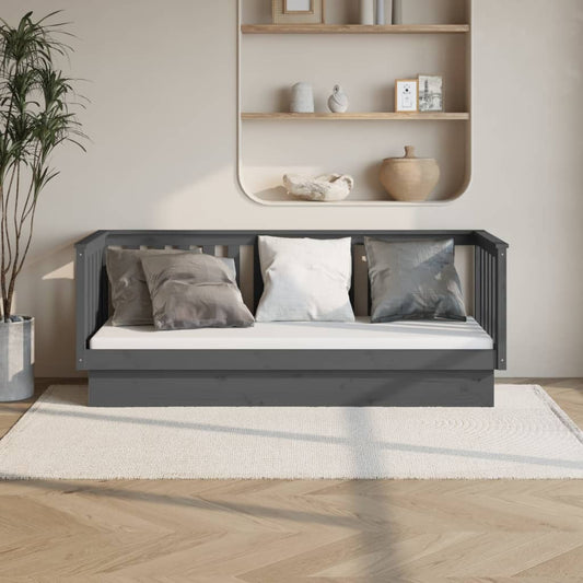 vidaXL Day Bed without Mattress Grey 75x190 cm Small Single Solid Wood Pine